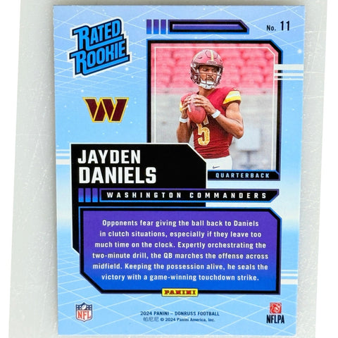 JAYDEN DANIELS 2024 Panini Donruss Rated Rookie Retro Blue Shock #11 SP – Rare Short Print!