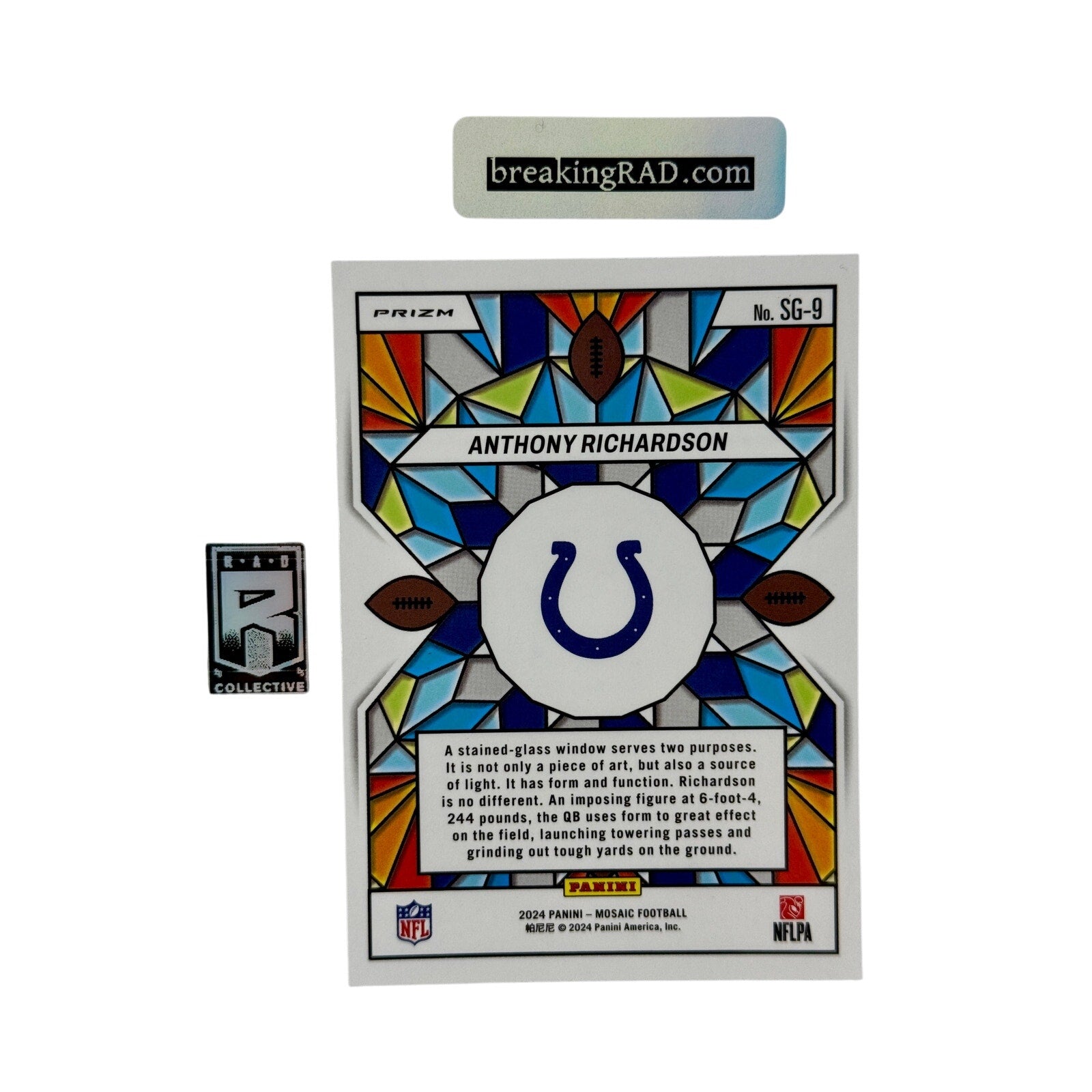 🏈 2024 Panini Mosaic Anthony Richardson Stained Glass SSP #9 – MINT! Colts 🔥