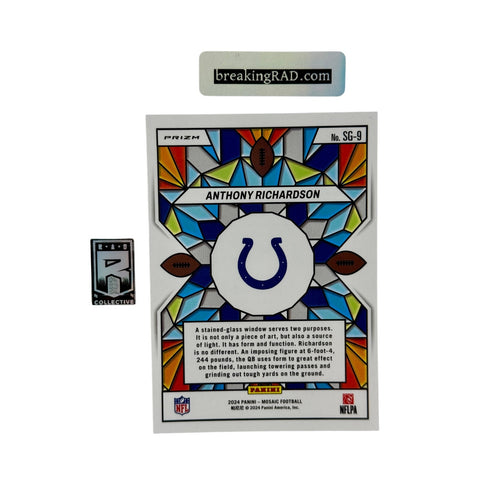 🏈 2024 Panini Mosaic Anthony Richardson Stained Glass SSP #9 – MINT! Colts 🔥
