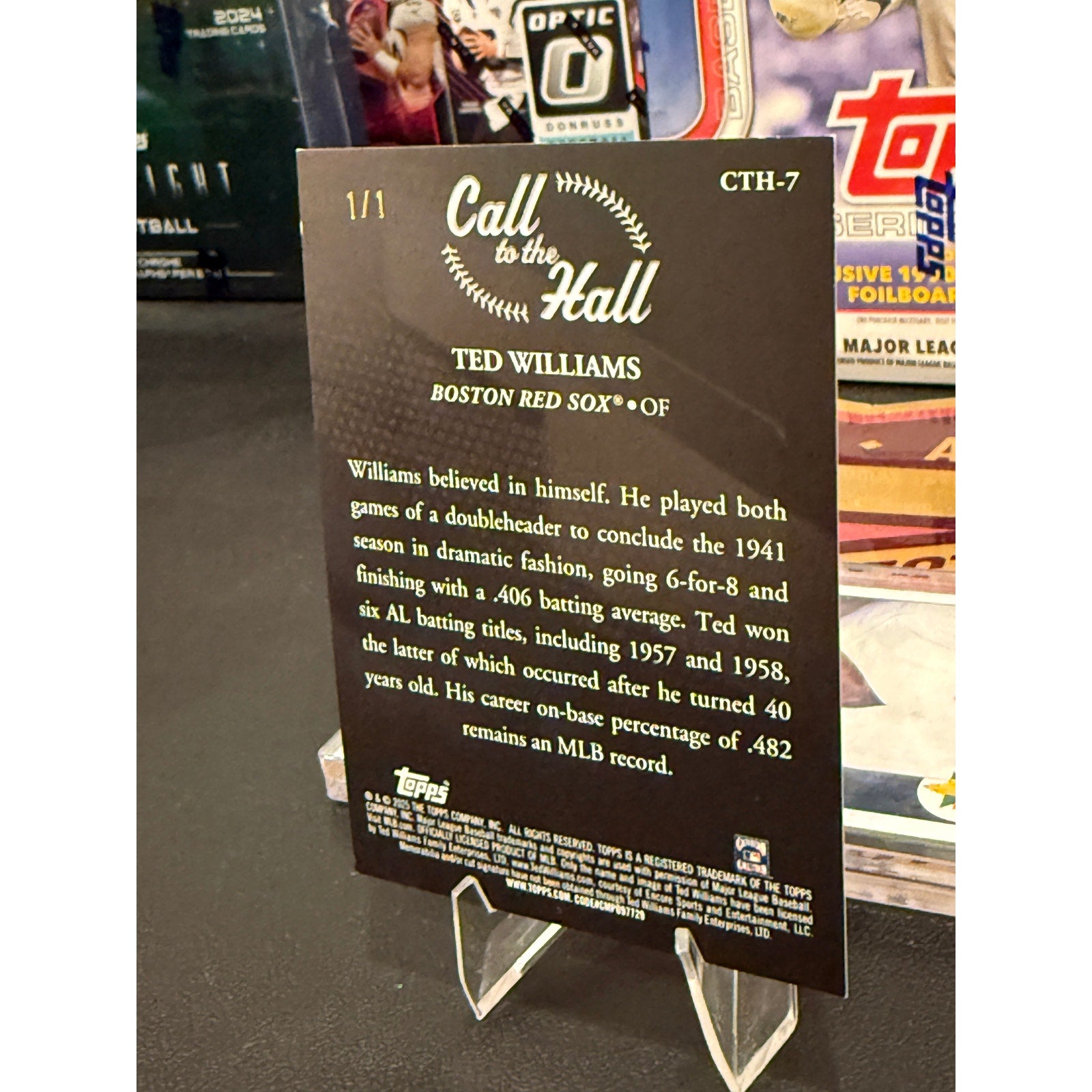 2025 Topps Baseball Card Call to the Hall Ted Williams 1/1 Foilfractor