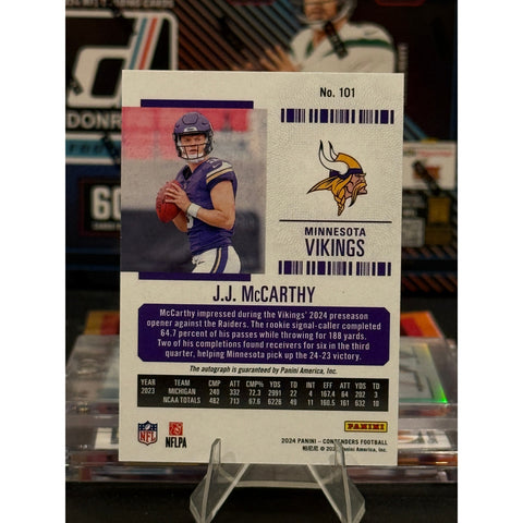 2024 Contenders Conference Ticket #101 JJ McCarthy Rookie (On Card Auto) /75