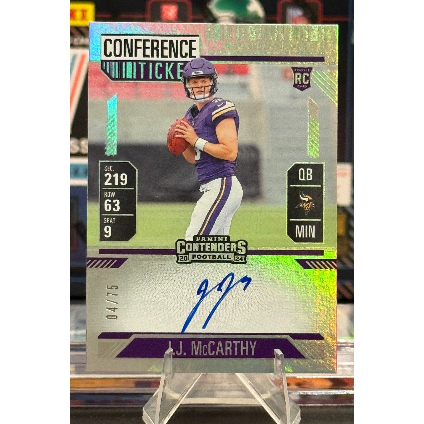 2024 Contenders Conference Ticket #101 JJ McCarthy Rookie (On Card Auto) /75