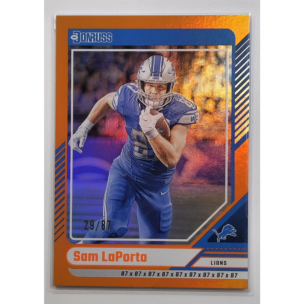 Sam Laporta 2024 Donruss #213 Orange Parallel /87 - Rare #29/87